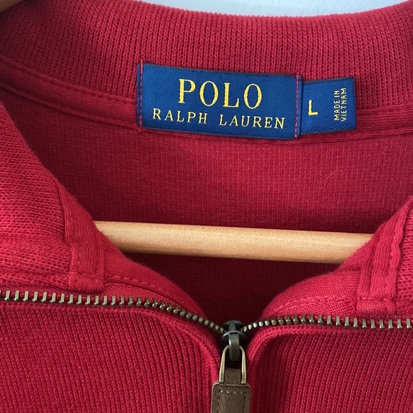 Men’s Polo Ralph Lauren Red Quarter Zip Up Long sleeve Sweater - Picture 3 of 4